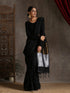 Regal Black Cotton Saree with Bronze & Silver Pallu